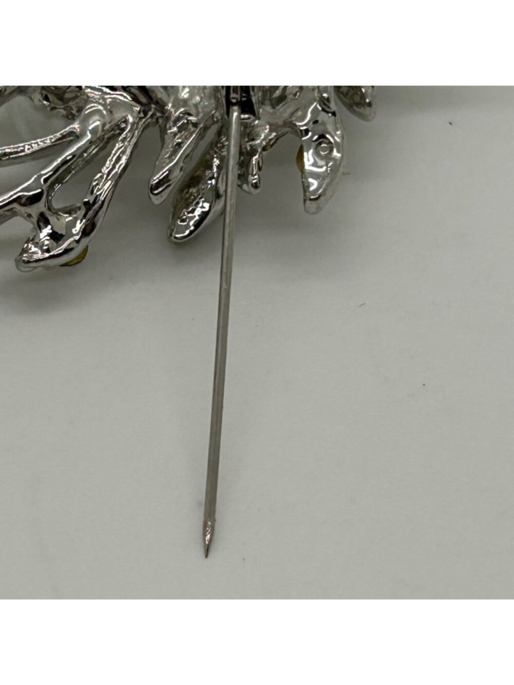 Faux Pearl & Rhinestone Brooch Silver-tone Floral Pin Glam Elegant - Picture 15 of 15